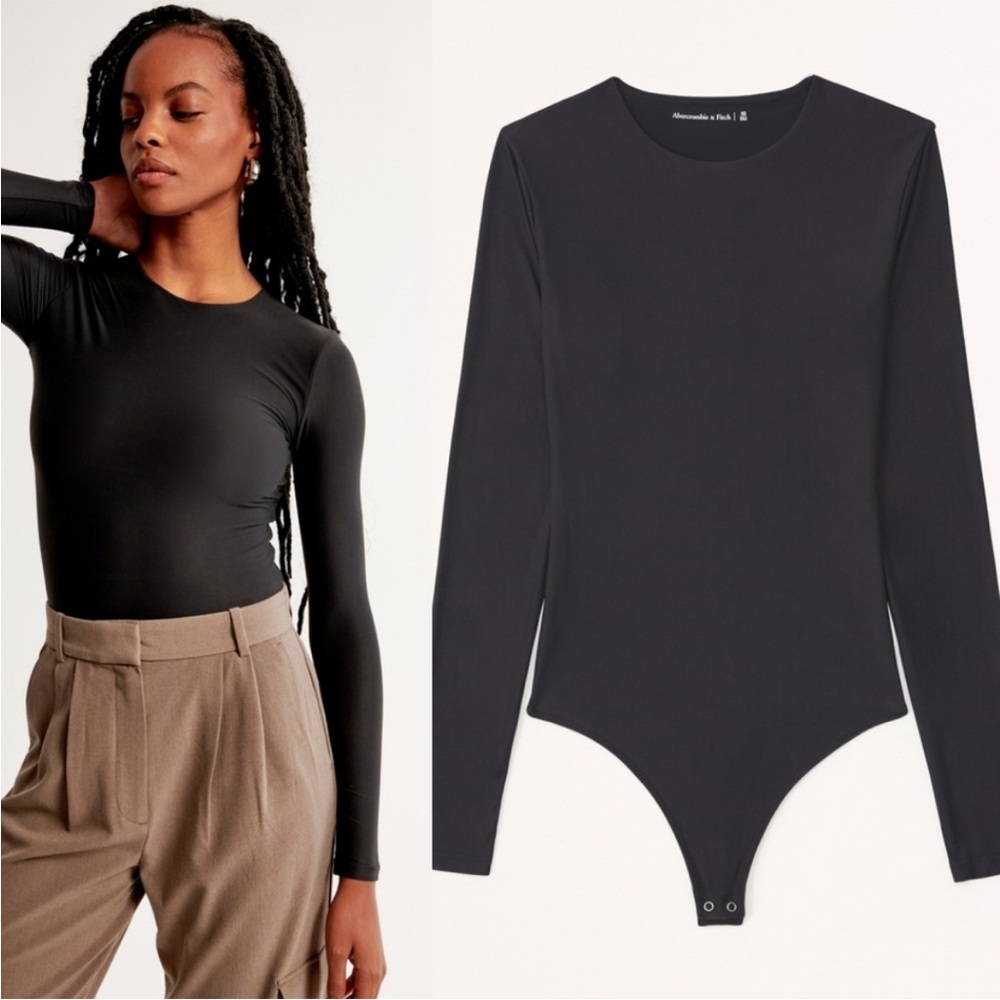 Abercrombie & Fitch Black Long Sleeve Bodysuit